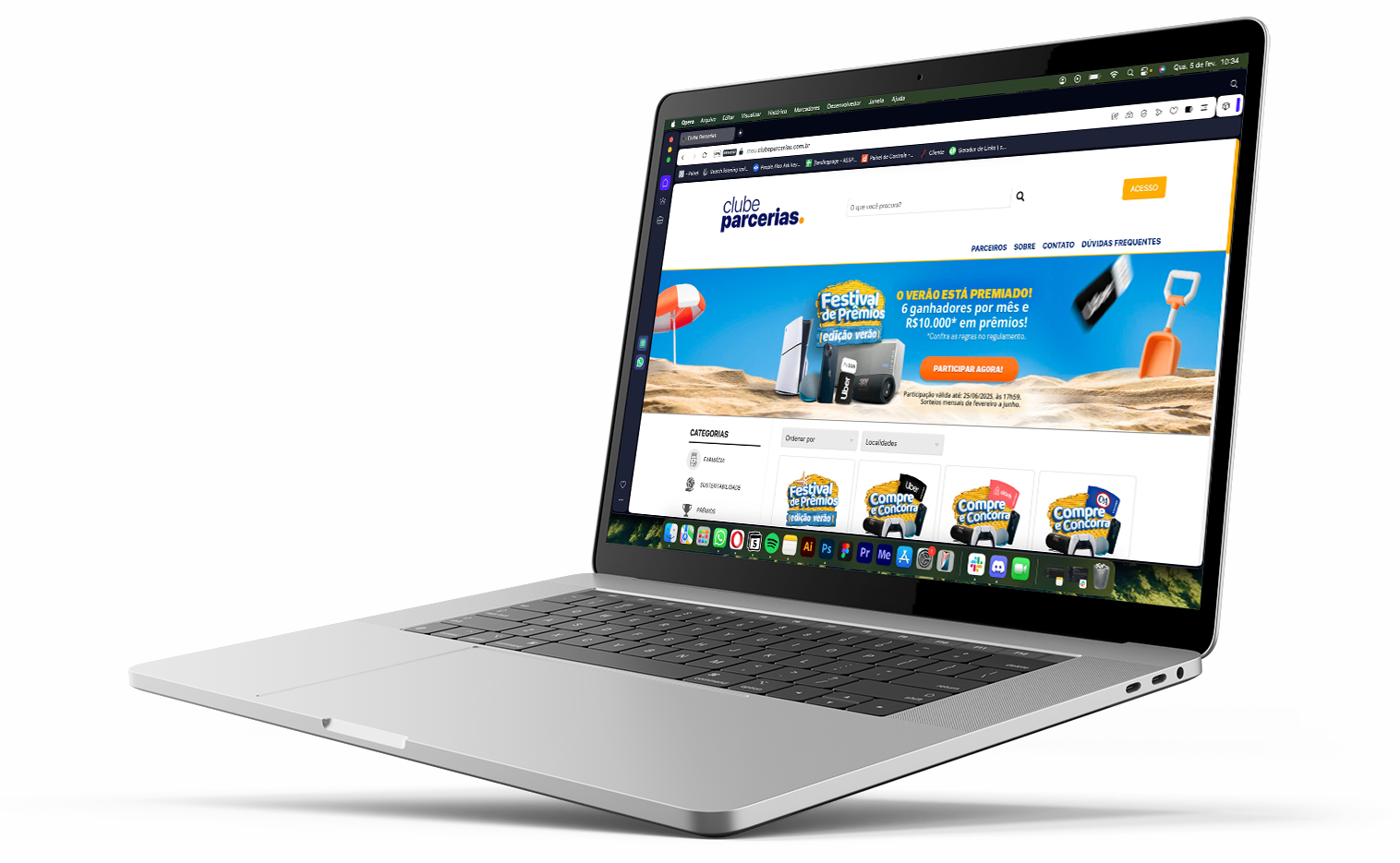 Clube de Parcerias — acesso pelo computador